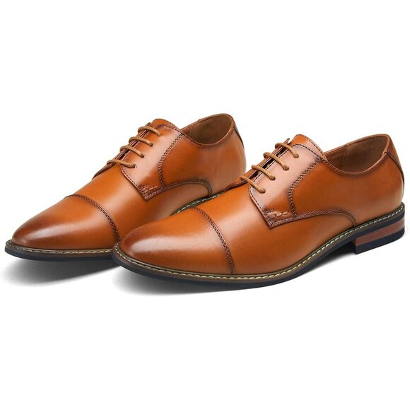 🆕Men's Polished-Brown Classic Lace-up Cushioned Cap-Toe Oxford/Derby Shoes - Picture 7 of 9